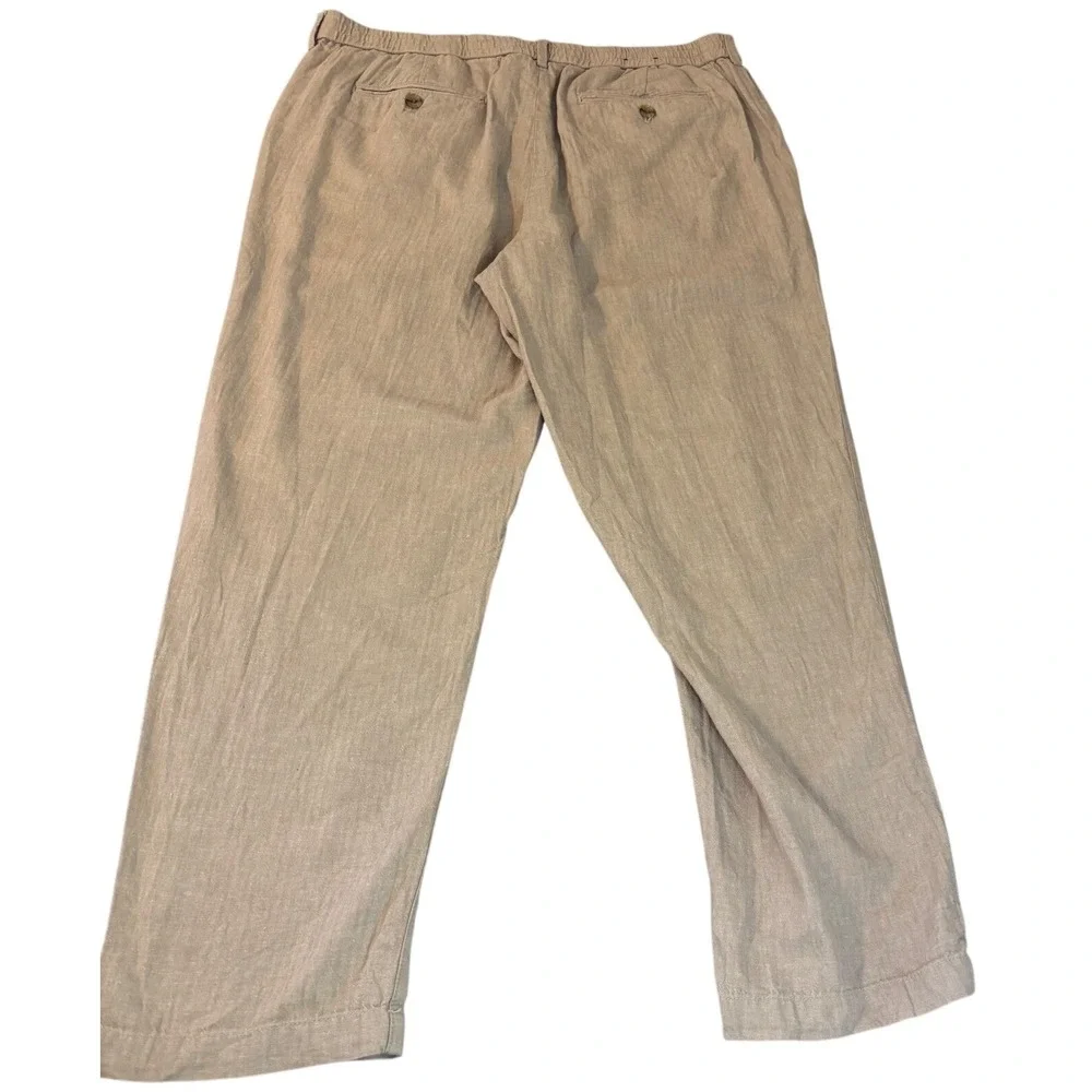 Banana Republic Mens 36x30 Slim Fit Linen Cotton Blend Elastic Waist Pants Tan